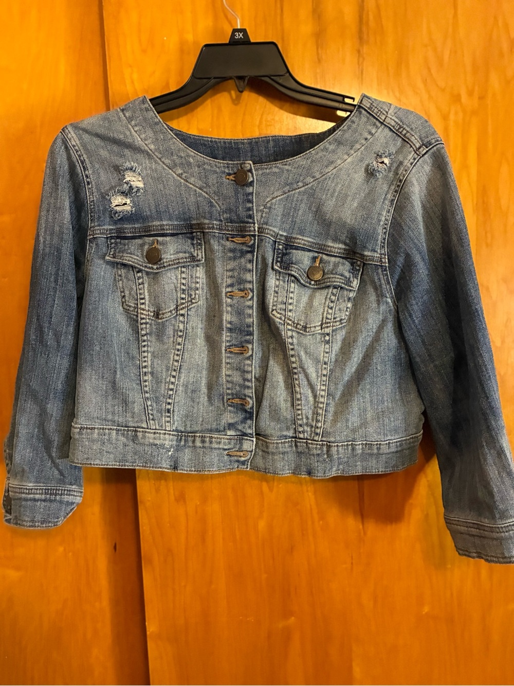 torrid Light Blue Distressed Denim Jacket
